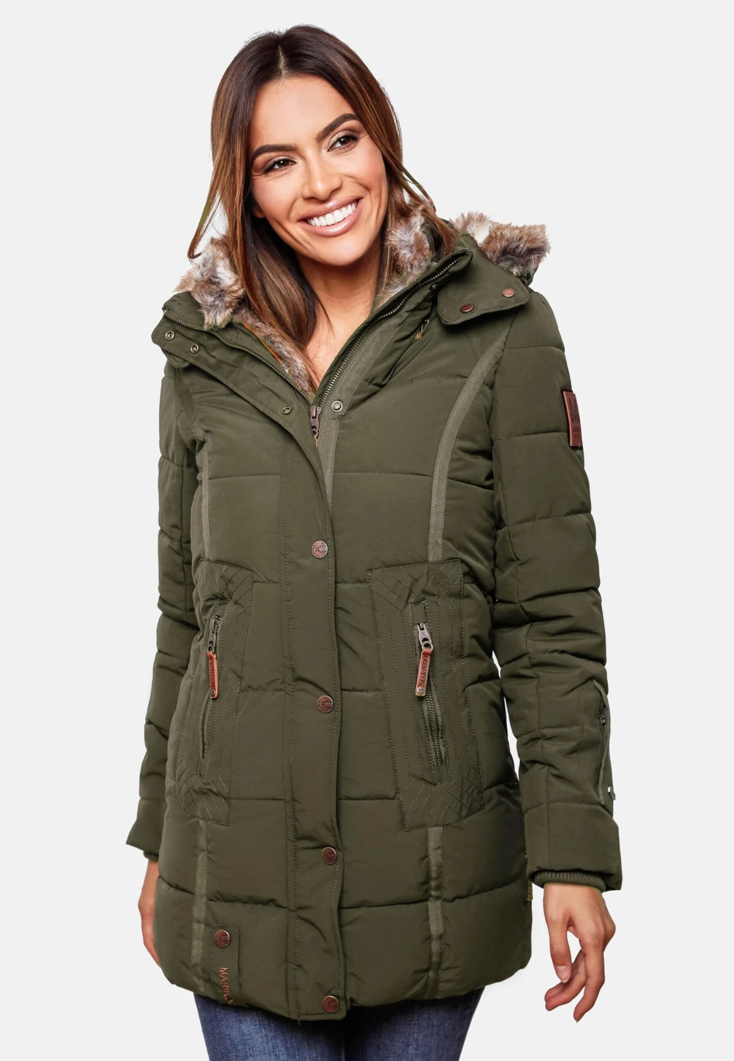 Marikoo Manteaux Courts Manteau D’hiver Femme Olive 7 Marikoo Manteaux Courts Manteau D’hiver Femme Olive – Image 7