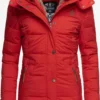 Marikoo Manteaux Courts Manteau D’hiver Femme Rouge