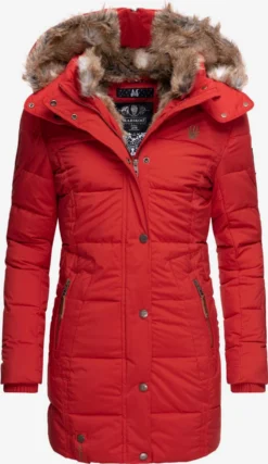 Marikoo Manteaux Courts Manteau D’hiver Femme Rouge