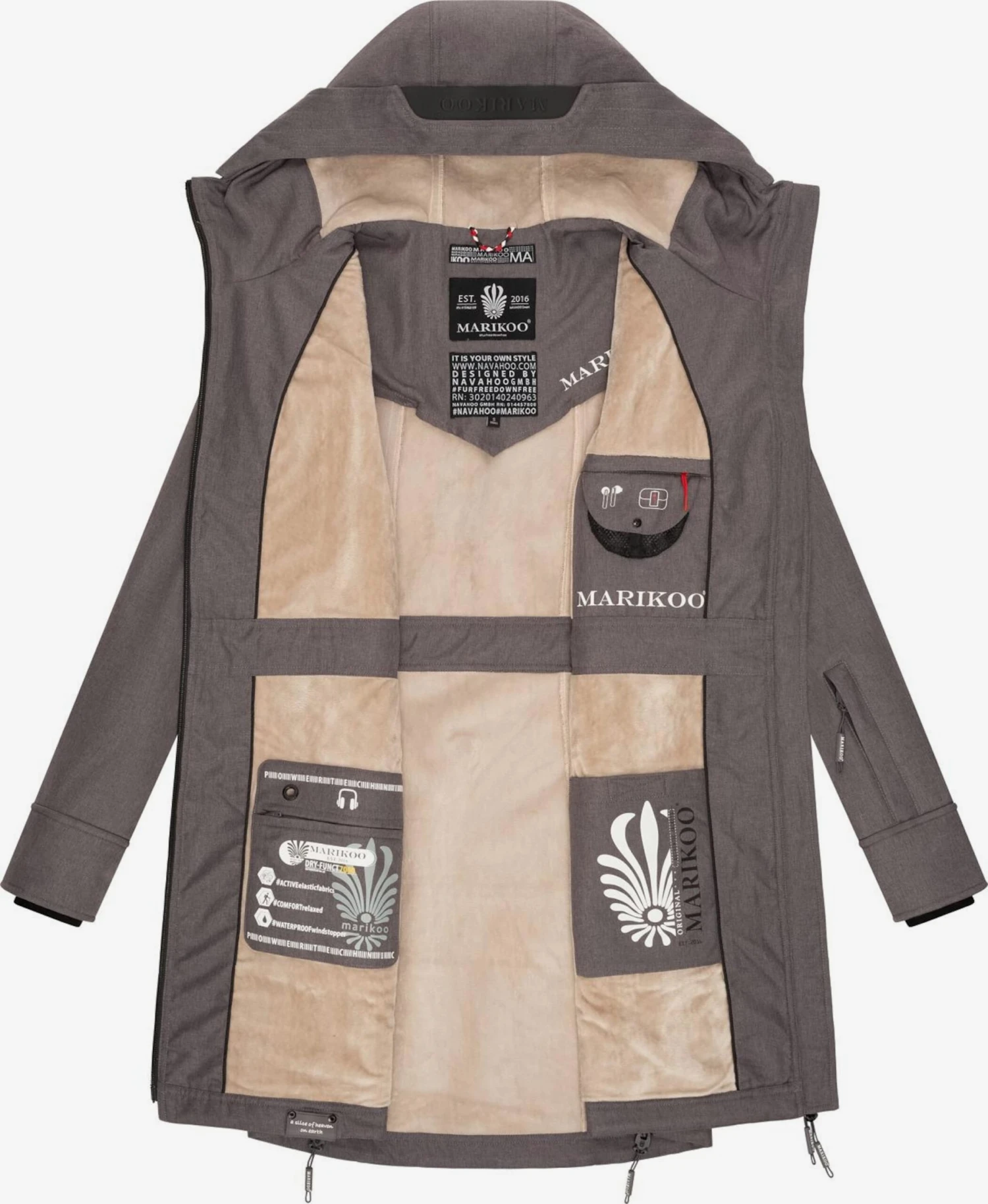 Marikoo Parkas Parka Mi-saison Femme Gris Foncé 5 Marikoo Parkas Parka Mi-saison Femme Gris Foncé – Image 5