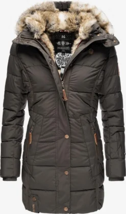 Marikoo Manteaux Courts Manteau D’hiver Femme Gris Basalte