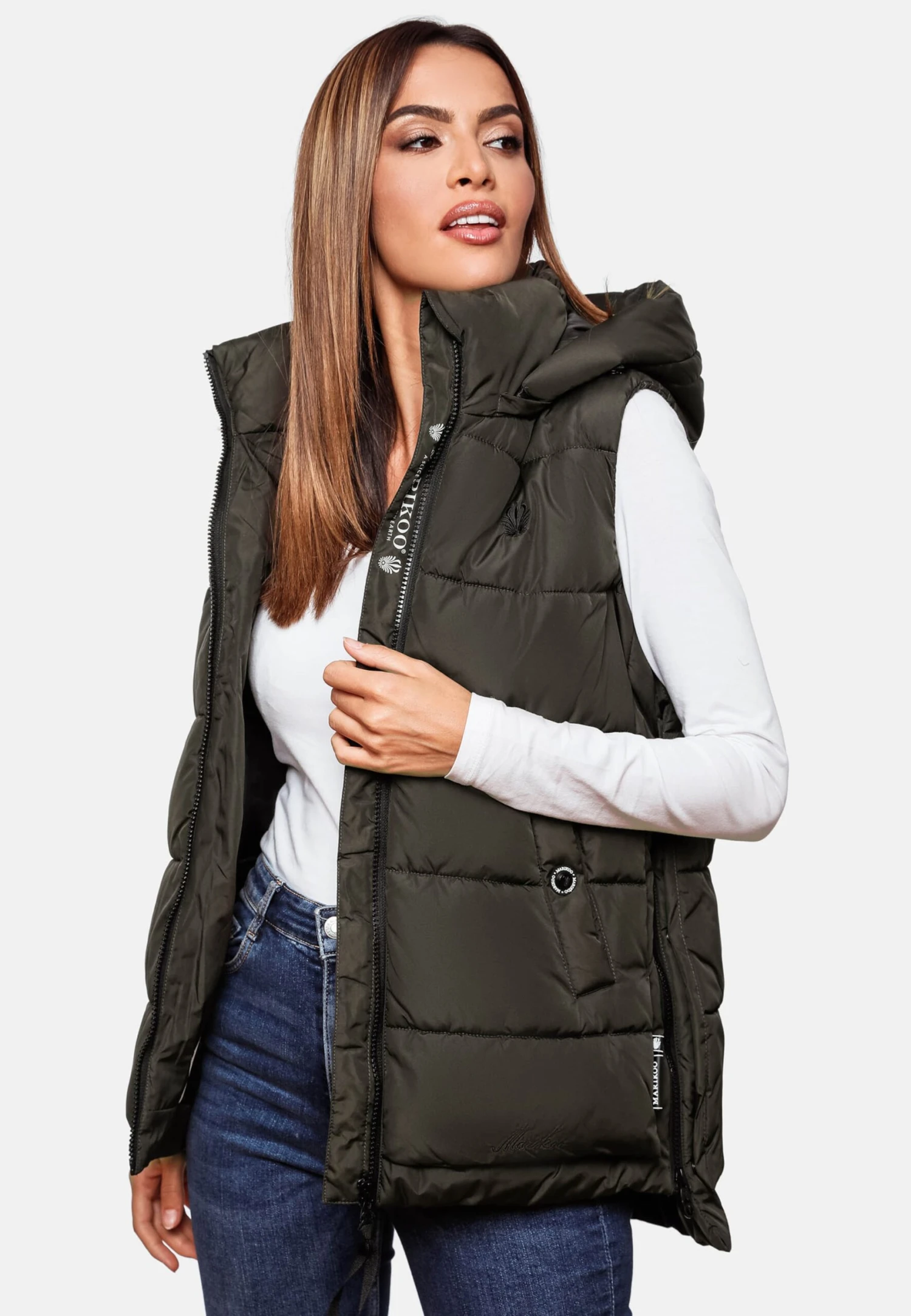 Marikoo Vestes Sans Manches Gilet Zarinaa Femme Vert Foncé 8 Marikoo Vestes Sans Manches Gilet Zarinaa Femme Vert Foncé – Image 8
