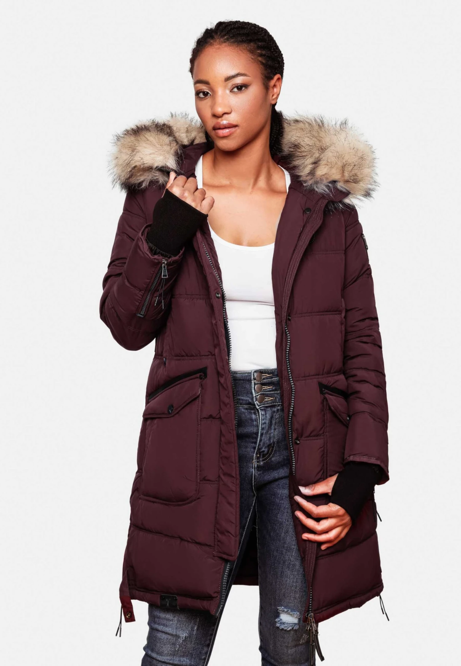 Marikoo Manteaux Dhiver Manteau D’hiver Chaskaa Femme Bordeaux 9 Marikoo Manteaux Dhiver Manteau D’hiver Chaskaa Femme Bordeaux – Image 9