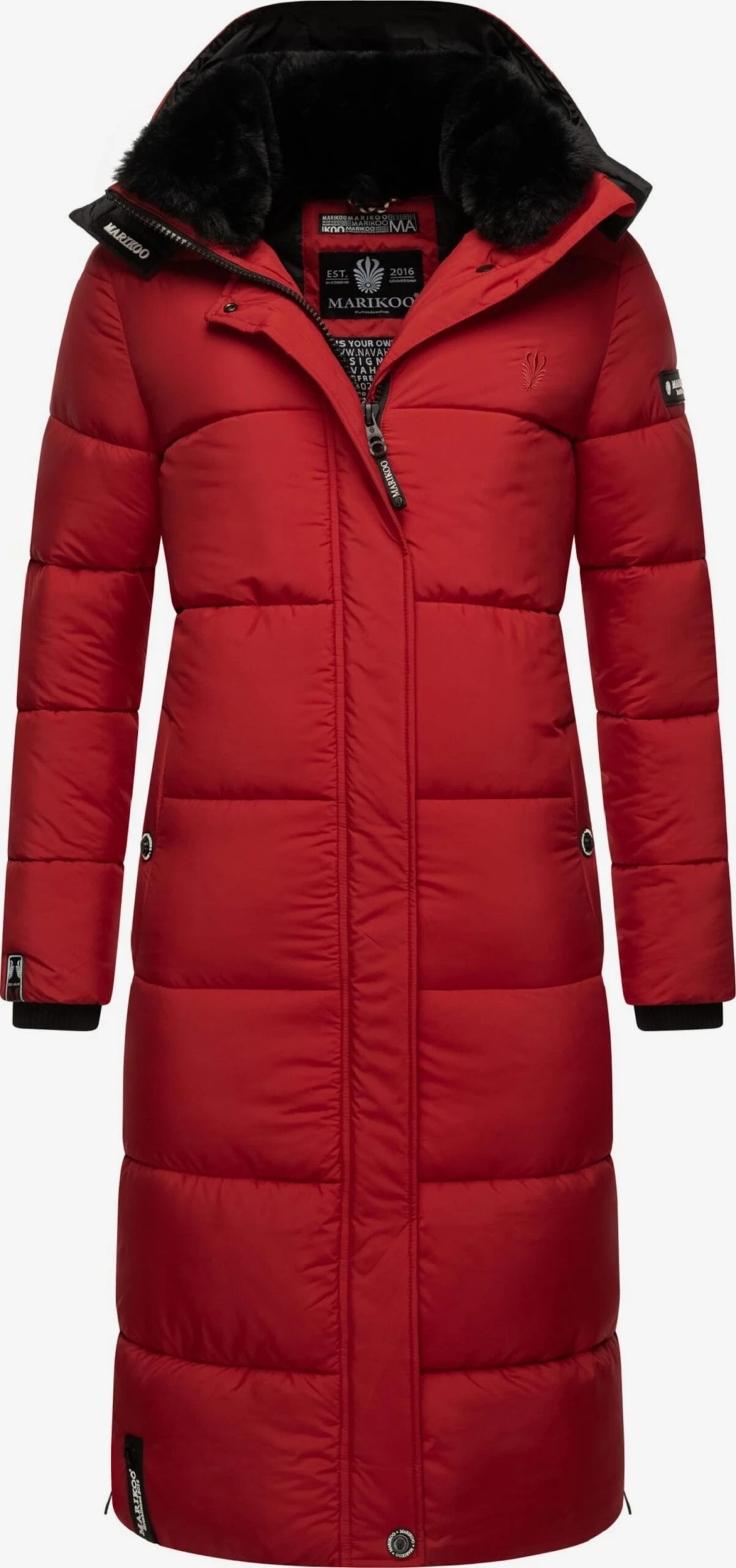 Marikoo Manteaux Dhiver Manteau D’hiver Femme Rouge Rubis