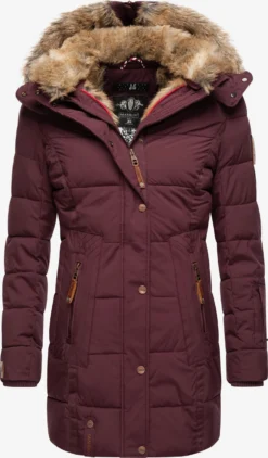 Marikoo Manteaux Courts Manteau D’hiver Femme Bordeaux
