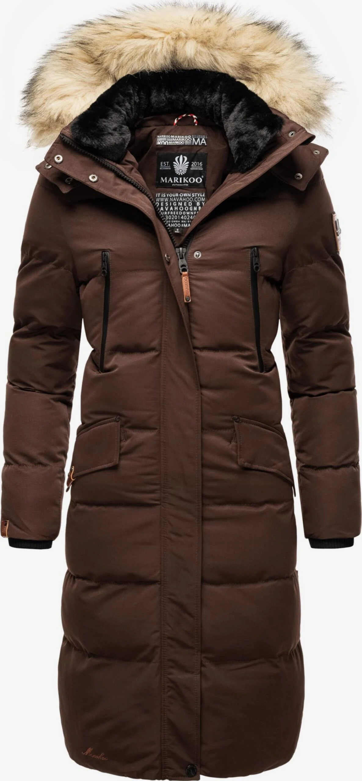Marikoo Manteaux Dhiver Manteau D’hiver Schneesternchen Femme Marron