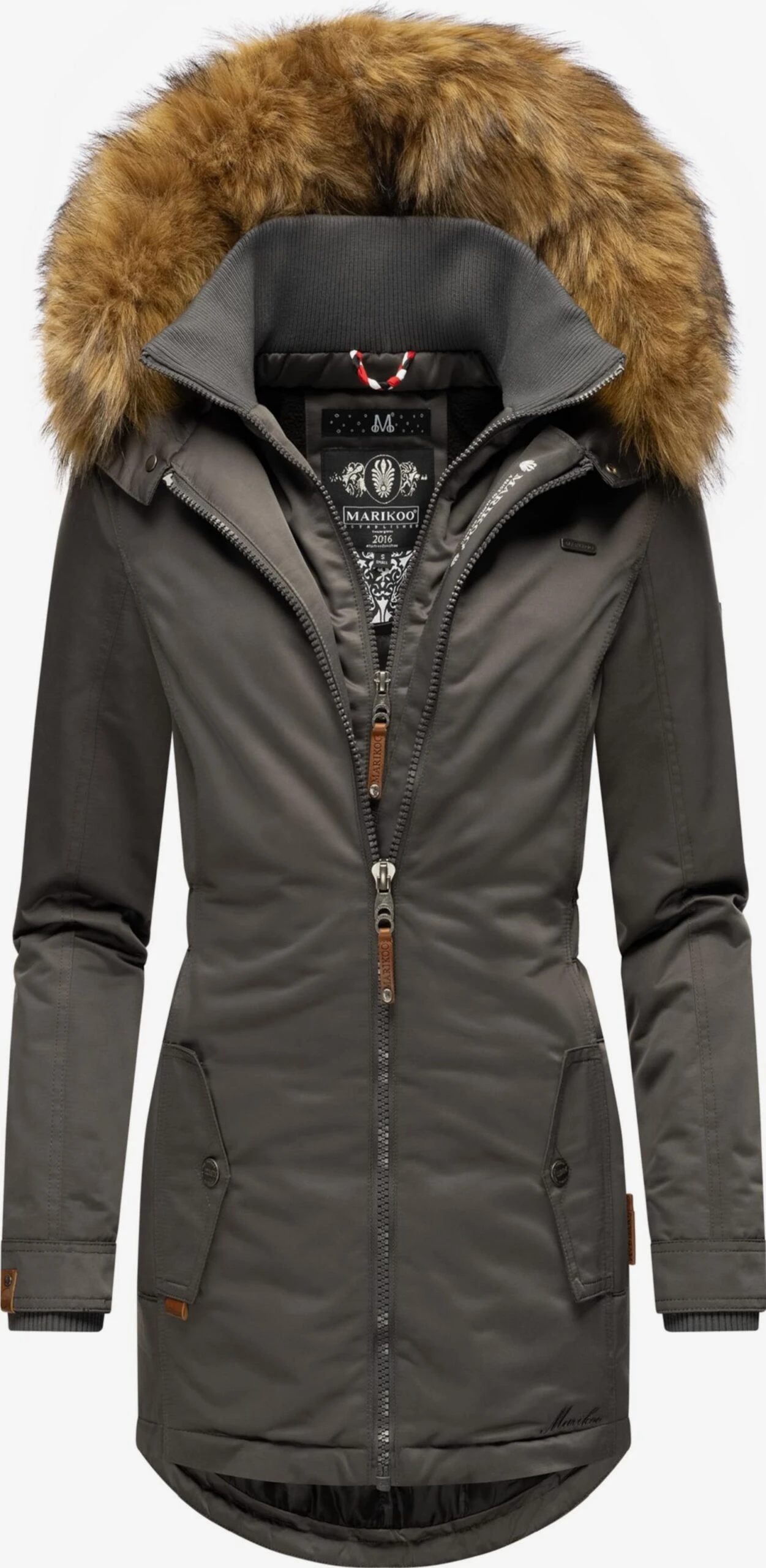 Marikoo Manteaux Dhiver Manteau D’hiver Sanakoo Femme Gris Foncé 4 Marikoo Manteaux Dhiver Manteau D’hiver Sanakoo Femme Gris Foncé – Image 4