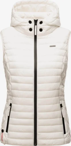 Marikoo Vestes Sans Manches Gilet Hasenpfote Femme Blanc Cassé
