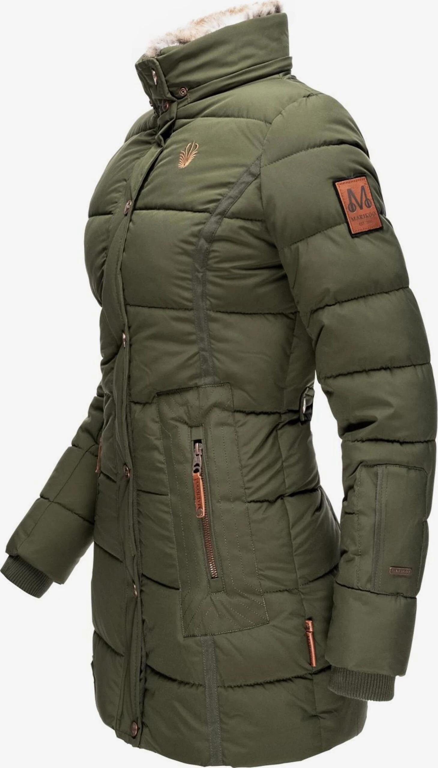 Marikoo Manteaux Courts Manteau D’hiver Femme Olive 5 Marikoo Manteaux Courts Manteau D’hiver Femme Olive – Image 5