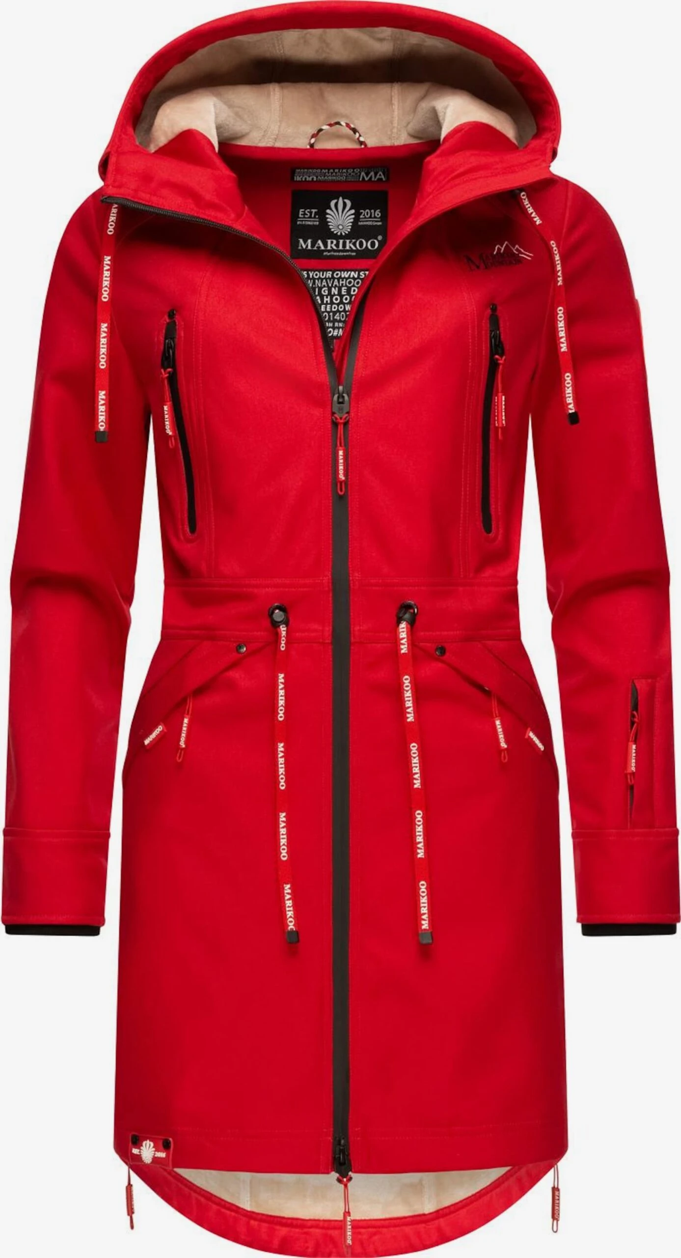 Marikoo Parkas Parka Mi-saison Femme Rouge Feu 2 Marikoo Parkas Parka Mi-saison Femme Rouge Feu – Image 2